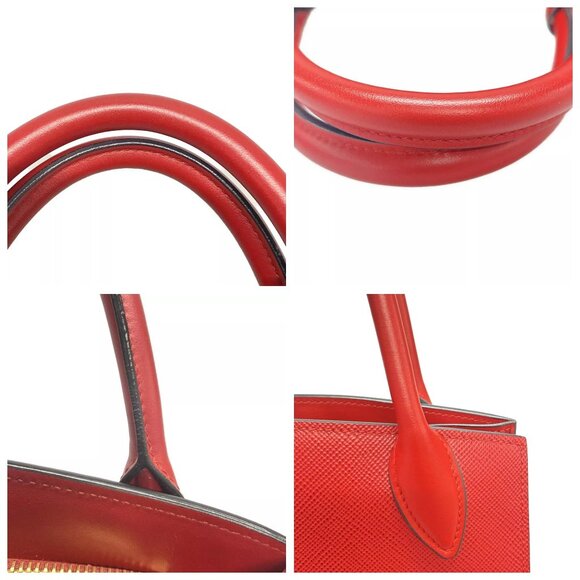 100% Authentic PRADA Monochrome Bag Red Saffiano Leather Handbag - Picture 9 of 14